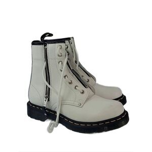 Dr. Martens 1460 Twin‎ Zip Lace Up White Leather Women's Ankle Boots